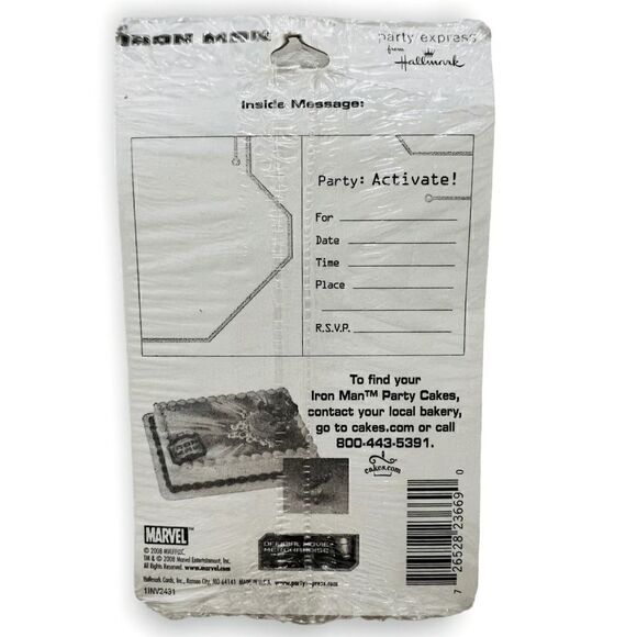 Iron Man Party Invitations Hallmark Pack of 8 Sealed 2008 Marvel - Picture 2 of 2